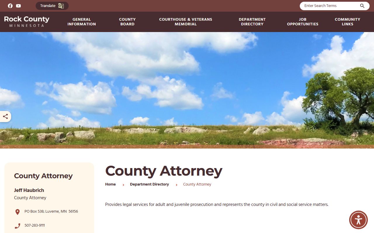 Rock County County Attorney page for criminal court charging context