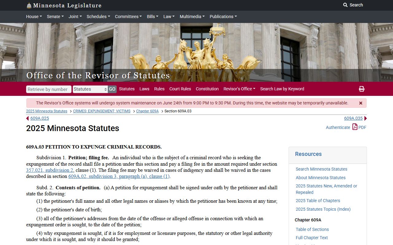 Minnesota petition to expunge statute for Rock County criminal cases