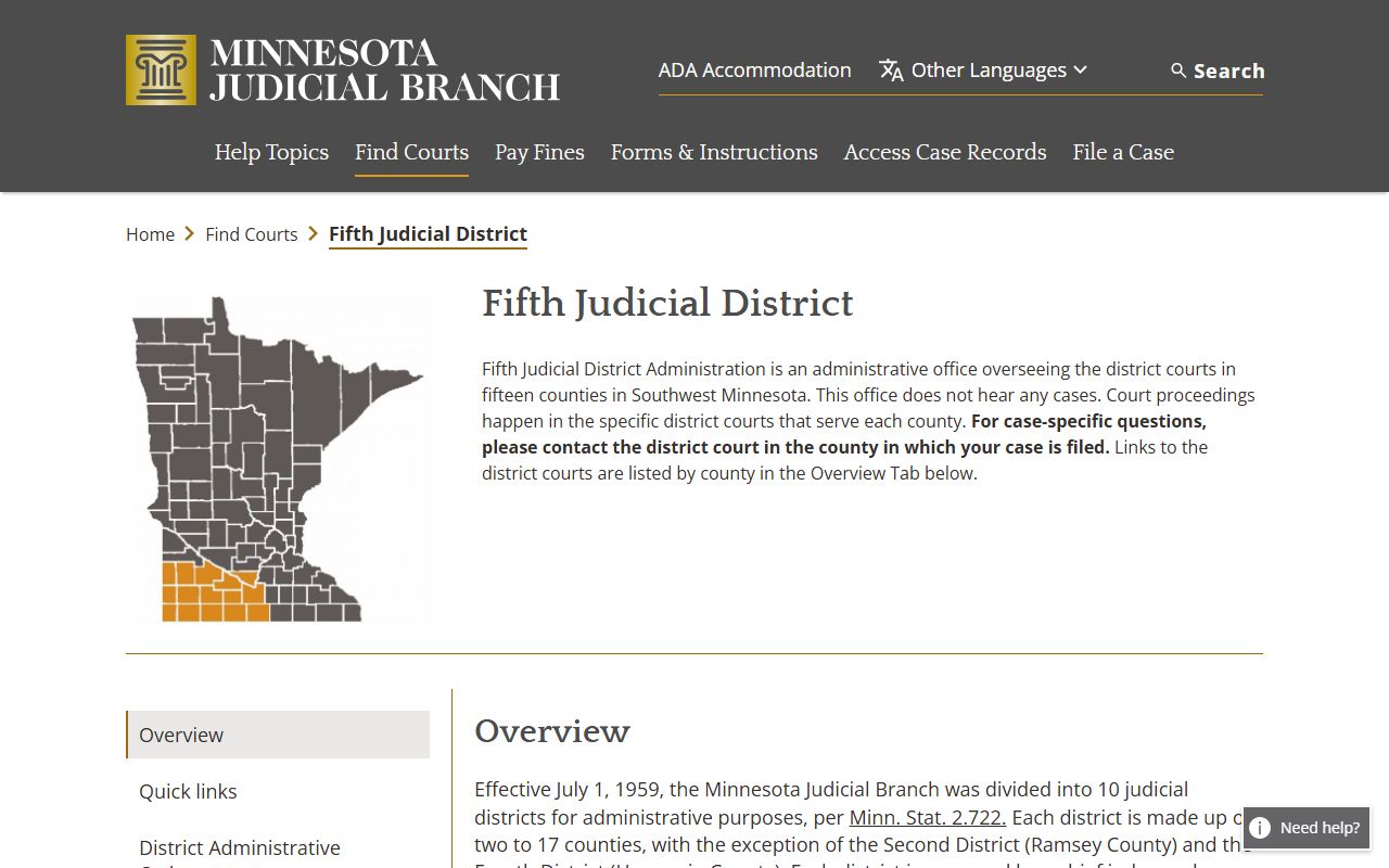Rock County court records Fifth Judicial District overview