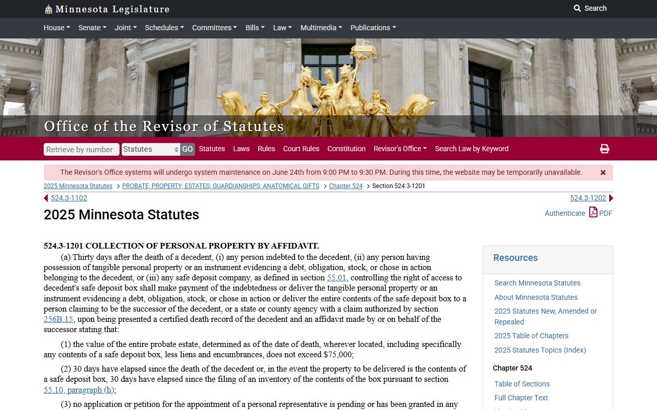 Rock County probate records small estate affidavit statute